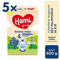 5x HAMI 4 Mléko batolecí s příchutí vanilky 600 g