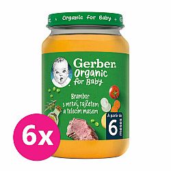 6x GERBER Organic dětský příkrm zelenina s telecím masem 190 g​