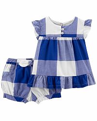 CARTER'S Set 2dílný šaty, kraťasy Blue White holka 12m