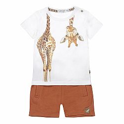DIRKJE Set 2.d. tričko kr. rukáv + kalhoty bílá žirafa kluk vel.116