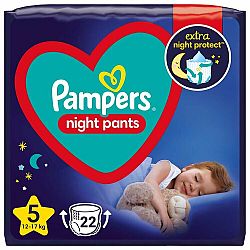PAMPERS Night Pants Kalhotky plenkové jednorázové 5 (12-17 kg) 22 ks